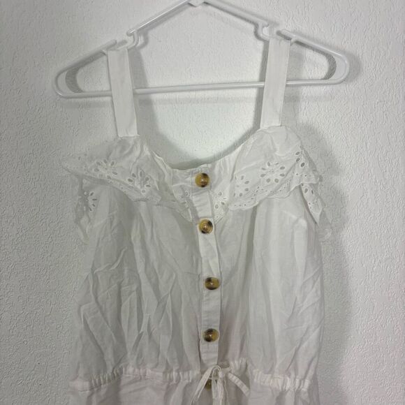 New Fat Face White Eyelet Cutout Button Front Tank Top Size US 10 - Picture 3 of 9